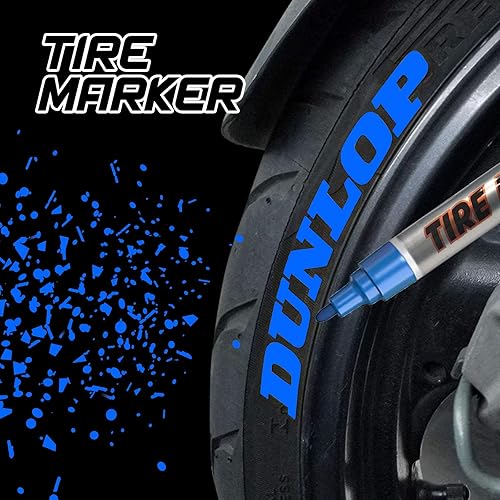 Vista 30 de MC MOTOPARTS Permanente Blanco Rojo Azul Verde Amarillo Neumático Marcador Lettering Pintura Herramienta Automotriz Motocicleta Cuidado Kit