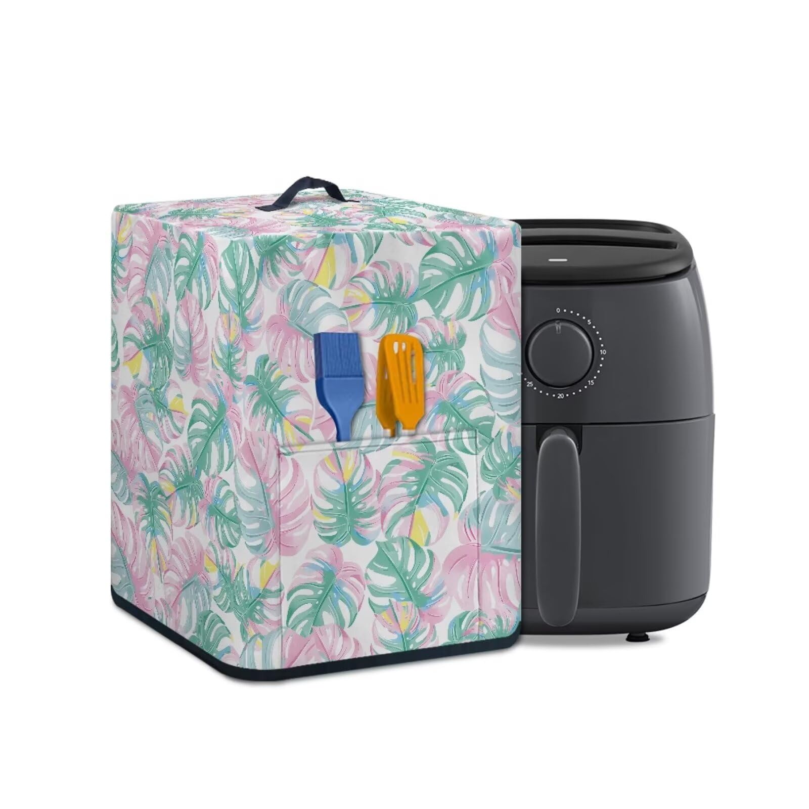 Palm Leaf Kitchen Appliance Covers Air Fryer Cover with Pocket Kitchen Accessories Dustproof Washable Kitchen Appliance Covers Kitchen