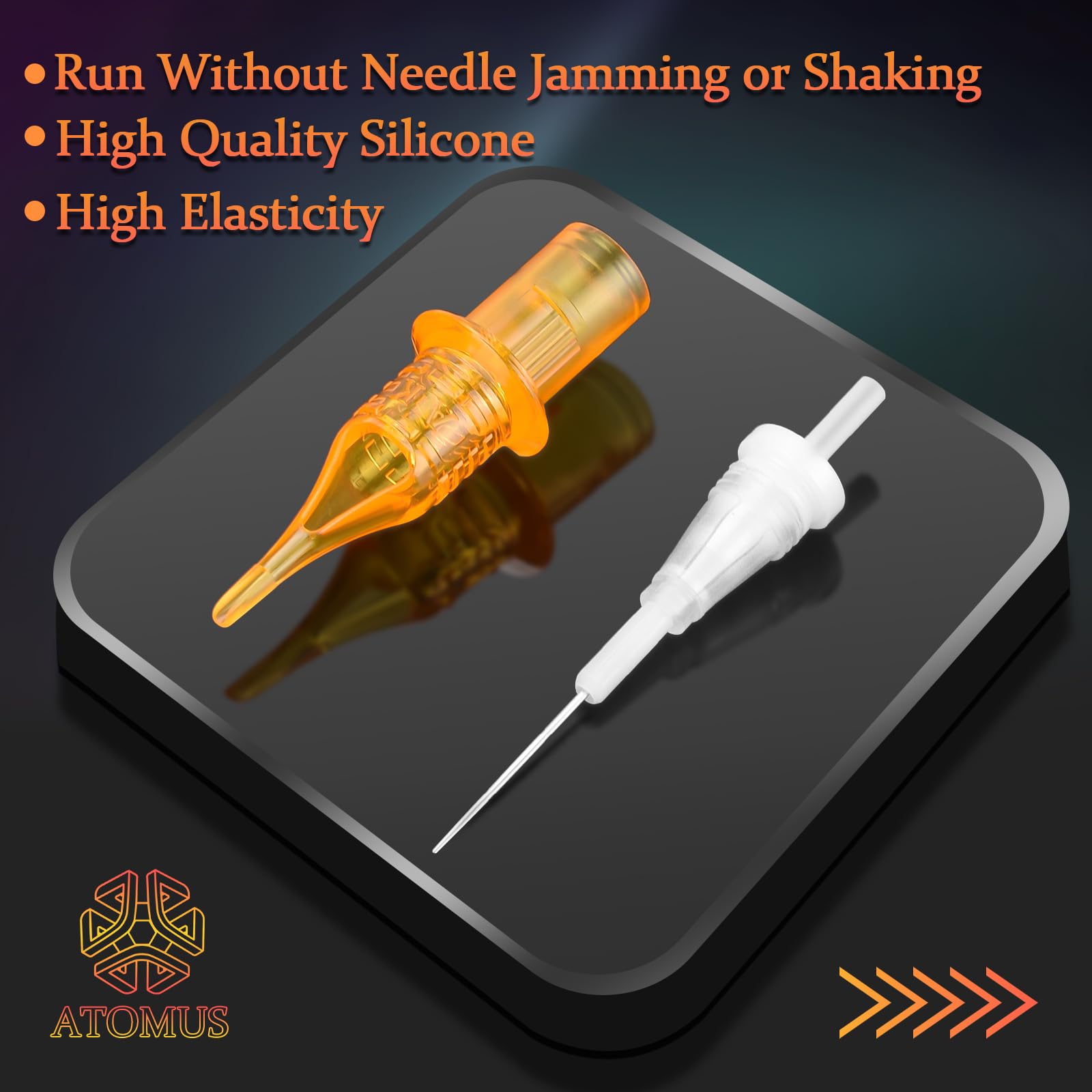 ATOMUS 50Pcs Tattoo Cartridge Needles Assorted Mixed Size Round Liner Shader Magnum Round Mag # 12 Standard Gold 3RL 5RL 7RL 9RL 3RS 5RS 7RS 9RS 5M1 7M1 Silicone Tattoo Needles for Tattoo Pen - Image 2