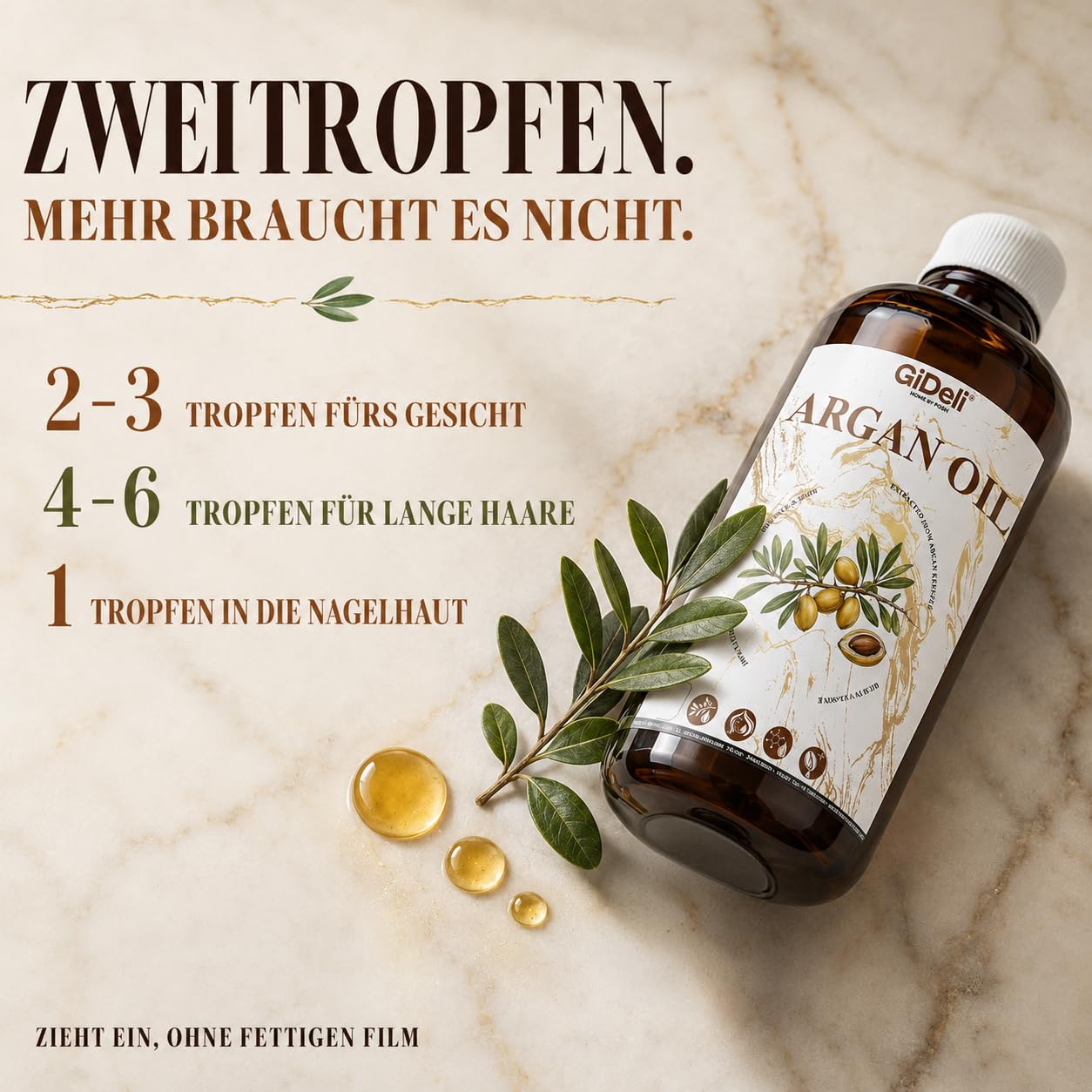 GiDeli Olio di argan per capelli, 1000 ml, olio per capelli e viso per pelle, unghie e barba, ricco di vitamina E per lucentezza e morbidezza, olio di argan naturale al 100% da semi di argan puri