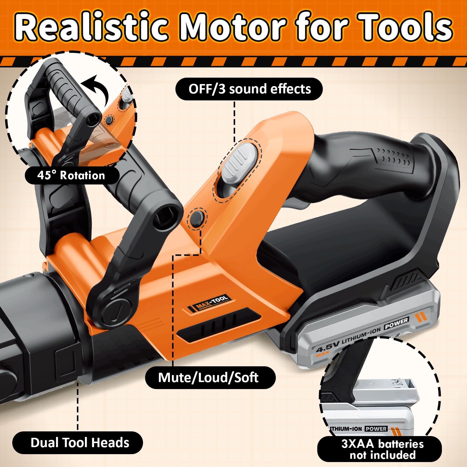 KidBloom 2 in 1 Attrezzi da Lavoro Bambini con Gilet Portautensili, Decespugliatore Giocattolo & Soffiatore Foglie con Suoni, Giochi da Giardino per Bambini, Giochi Bambino 3 Anni