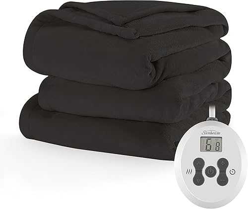 Sunbeam Royal Ultra - Manta eléctrica térmica, tamaño individual, color negro (Night Fog)