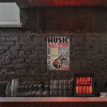 Amazon | SUPERDANT 音楽とギターブリキの看板 音楽教室装飾看板