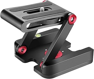 Neewer Folding Z Flex Tilt Head Tripod Ball Head with Quick Shoe QR Plate Aluminum Alloy Camera Bracket Compatible with Canon Nikon Sony Camera Camcorder, Tripod, Slider Rail(Red)