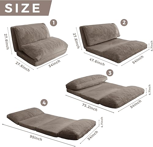 Miniatura 2 de HIGOGOGO Puf para sofá de suelo, relleno de espuma, extra grueso, plegable, incluye funda extraíble y suave de piel sintética lavable para