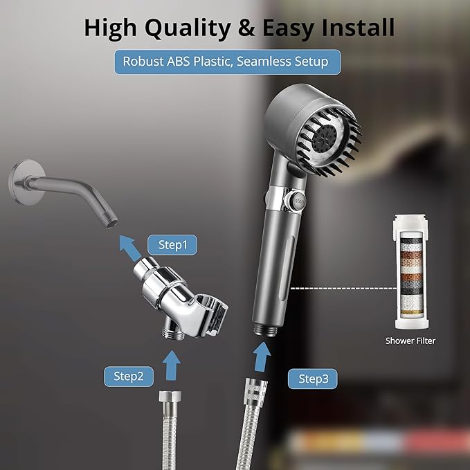 Regadera de Mano Iopsk con Filtro para Agua Dura, Alta Presión miniatura 7