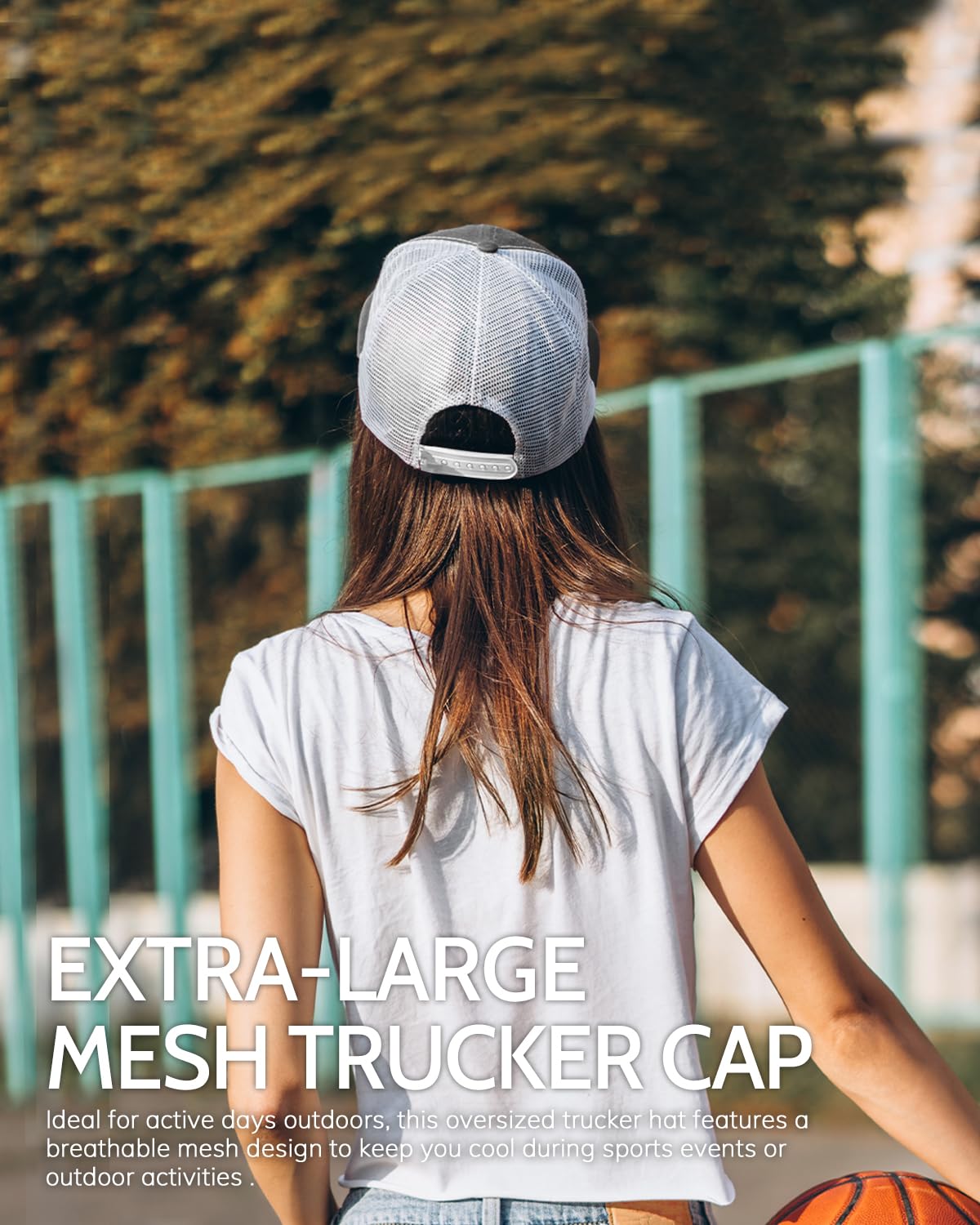 Zylioo M/L/XL/XXL czapki typu trucker dla dużych głów, 2-kolorowe czapki z siateczką, duża letnia czapka sportowa, ponadwymiarowa oddychająca czapka do biegania