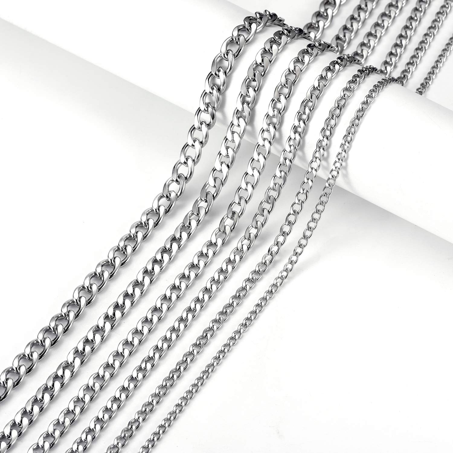 MASADA Collana da uomo in acciaio inossidabile, da fine a massiccia, catena larga in argento e oro