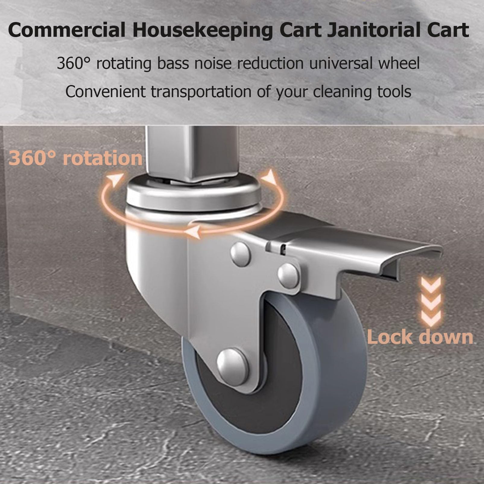 Carro de Limpieza Industrial Resistente con Ruedas, Organizador con Soporte para fregonas para una Limpieza eficiente.