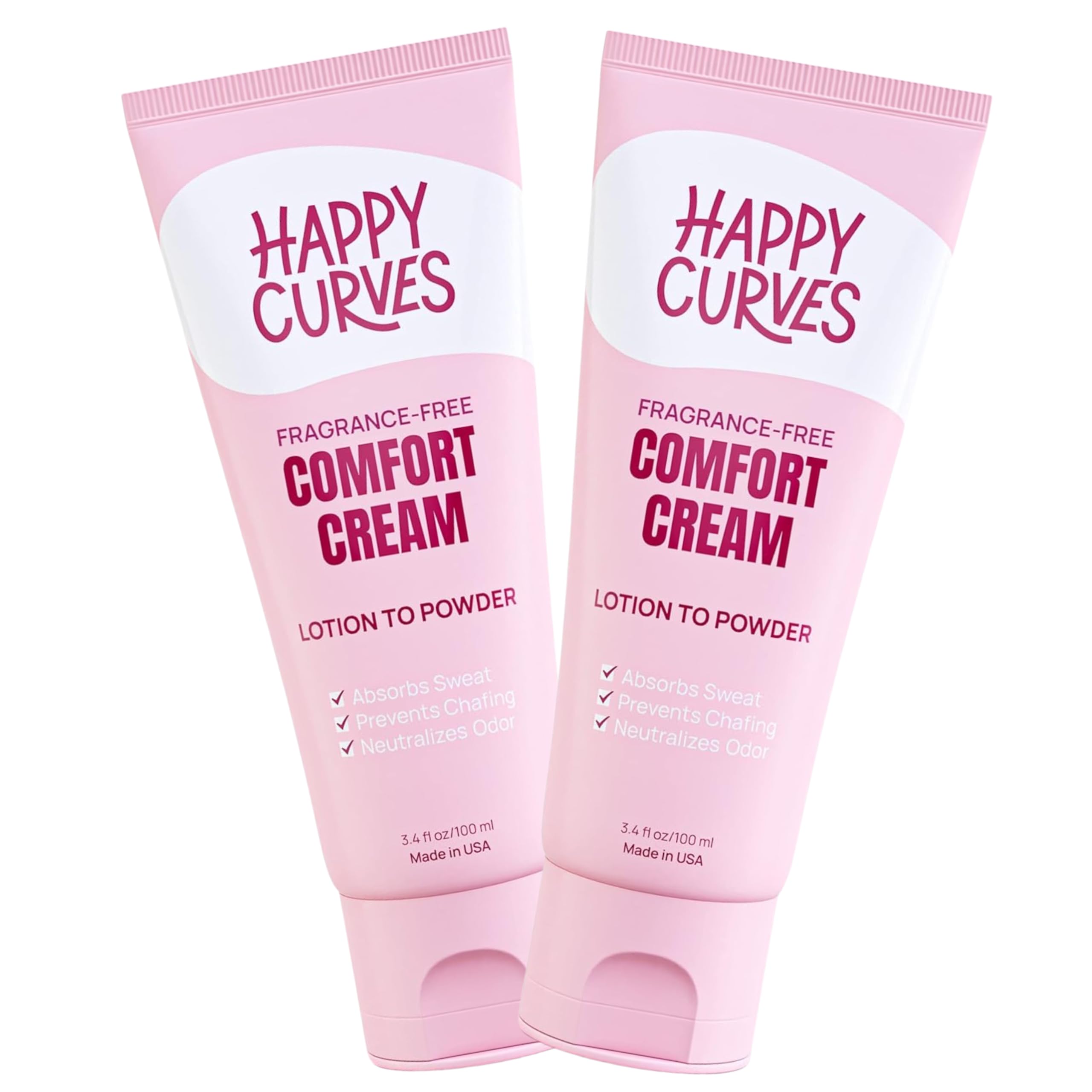 Comfort Cream Deodorant for Women: Aluminum-Free Lotion Powder for Under Breast, Body & Private Parts - Anti Chafing Cream 3.4 oz.(2 Pack, Fragrance-Free)