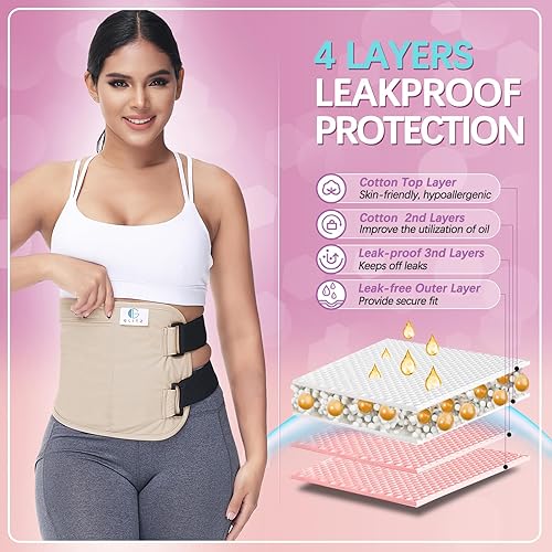 Miniatura 3 de Paquete de aceite de ricino para tiroides, aceite de ricino orgánico reutilizable para tiroides, menos desorden, antifugas de aceite, ajuste cómodo,