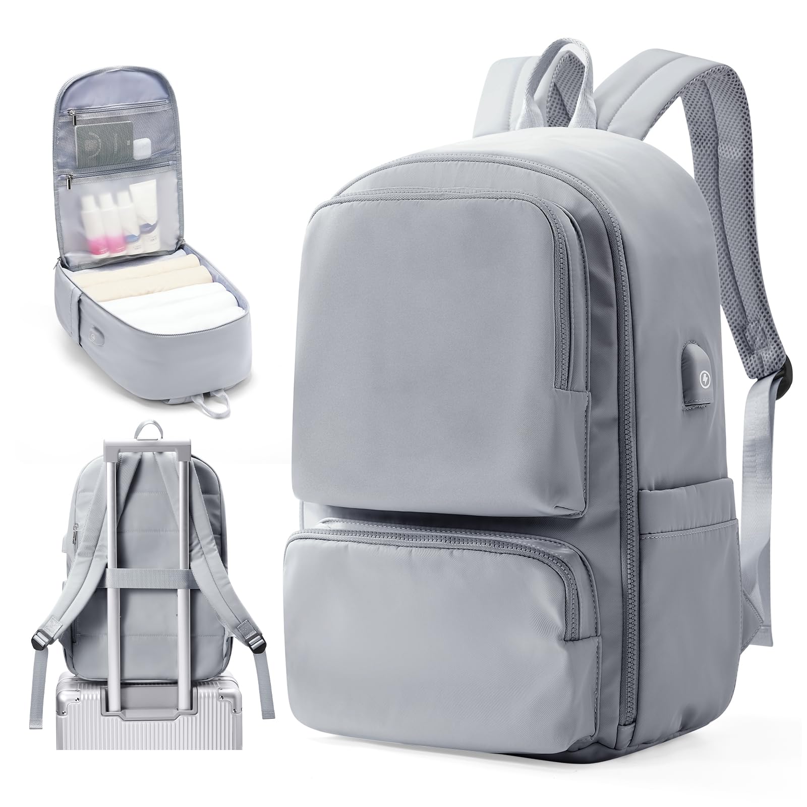 Cabin Bags for Travel, Underseat Carry on Hand Luggage Backpack for Women Airplane Approved Travel Backpack Personal Item Travel Bag 14 inch Laptop Backpack for Business Casual Work Beige — view 33