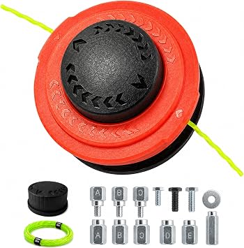 Trimmer Head,Weedeater Heads,String Trimmer Head Replacement For Echo,Stihl,Ryobi, Bump-Feed,Durability And Tangle-Free,Left-Hand Thread Shafts Counter-ClockwiseOnly,Orange+13PCS hardware kit