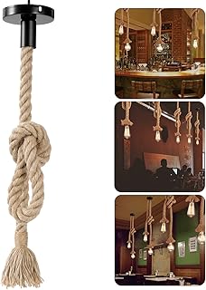LEDMOMO Lámpara de cuerda de, colgante colgante de época Lámpara de techo Lámpara de estilo industrial de estilo rural Restaurante Bar Cafetería Iluminación (bombillas no incluidas) 1M
