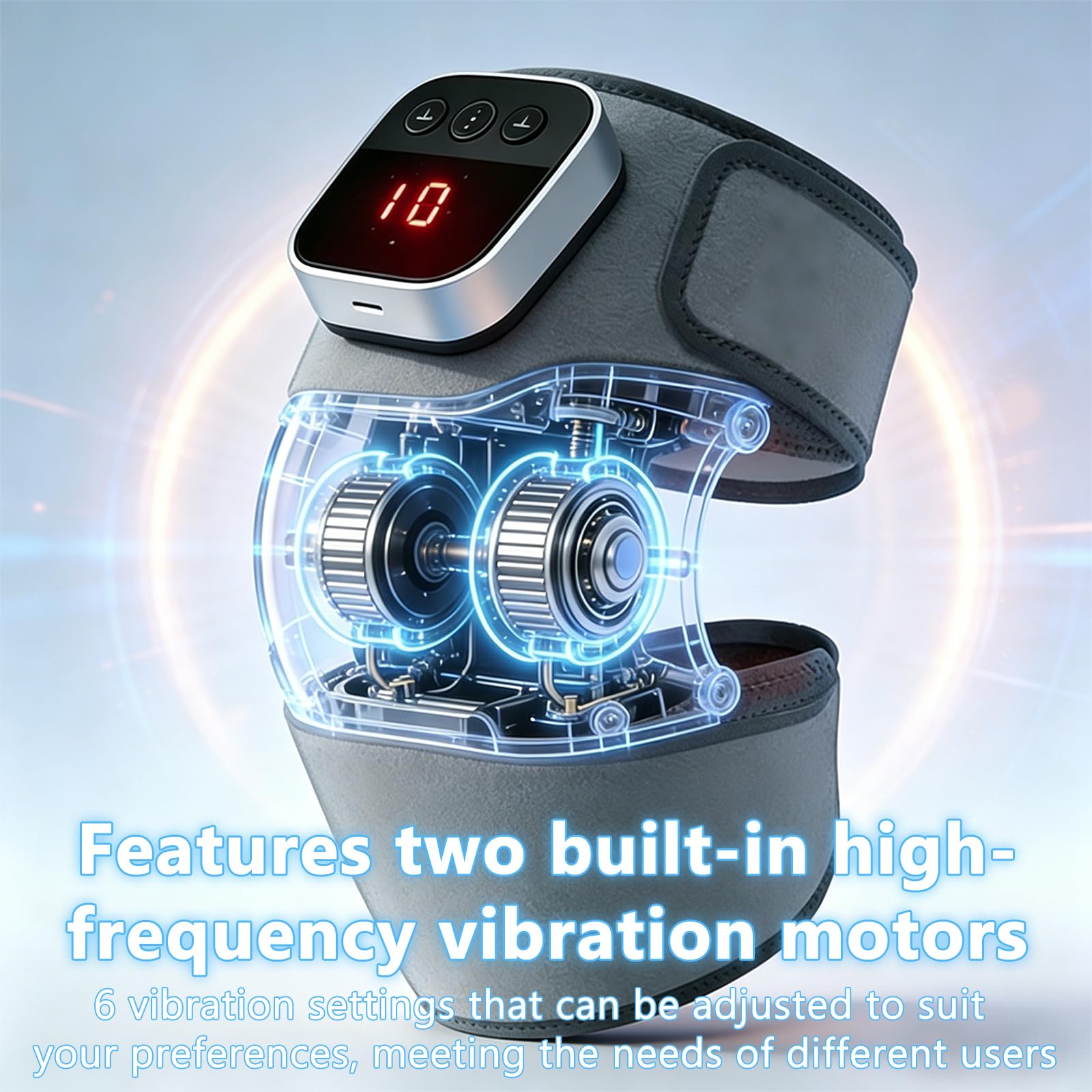 Rotlichttherapie-Massage-Kniebandage, 660 nm und 850 nm, Rotlichttherapie, beheiztes Gerät, temperaturverstellbare Vibration für Knie, Gelenk, Ellenbogen, Schulter