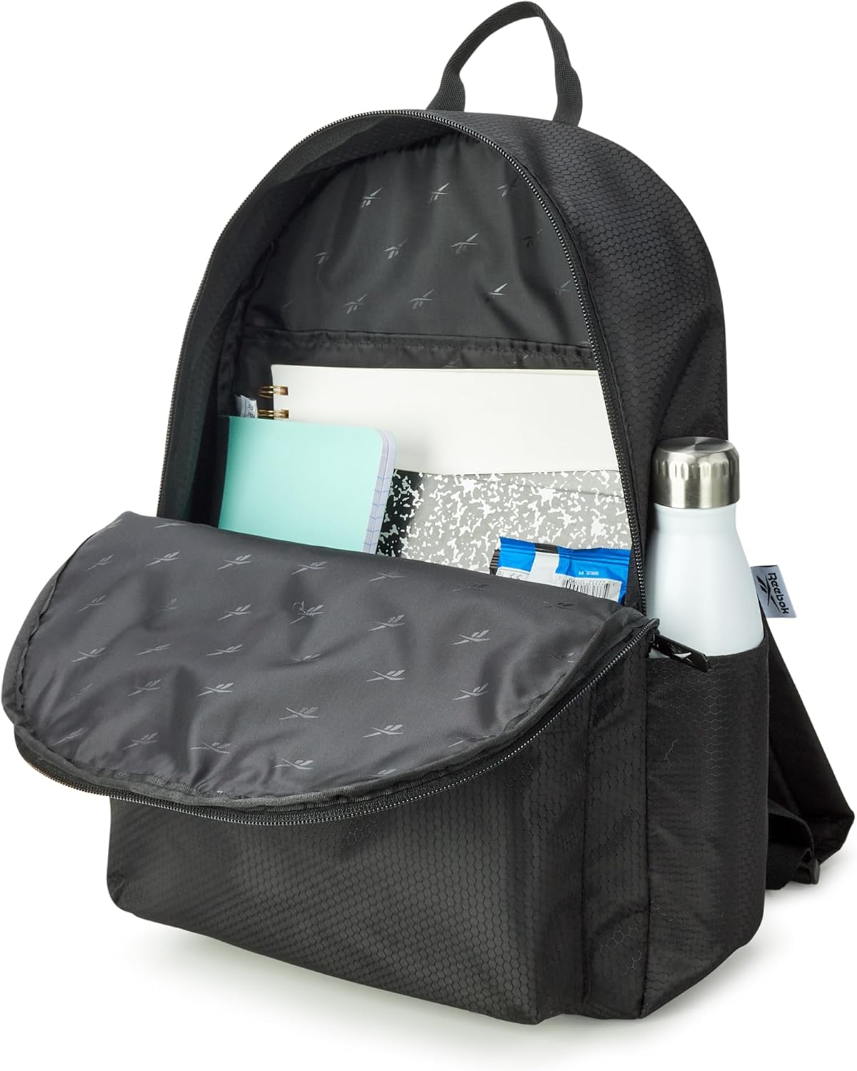 Reebok Element Backpack - Multipurpose Lightweight Carry On Everyday Bag for School Gym and Travel Backpack for Men & Women, Element Black With White Logo - Image 4