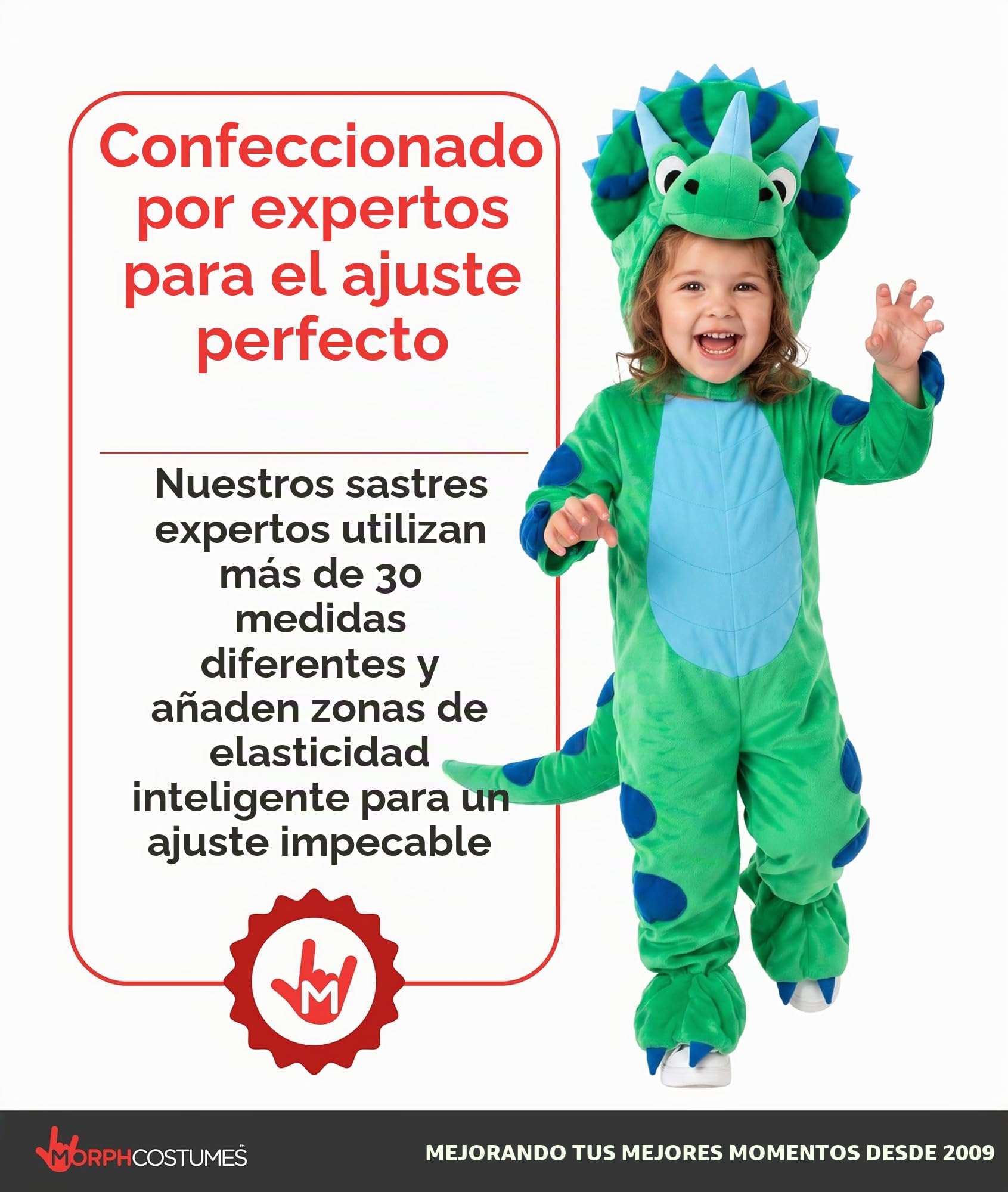 Morph Disfraz Dinosaurio Niño, Disfraz Triceratops Halloween Niño | Mono con Pies y Cola & Capucha de Triceratops, Para Poner, Perfecto para Halloween, Ideal para Juegos de Rol