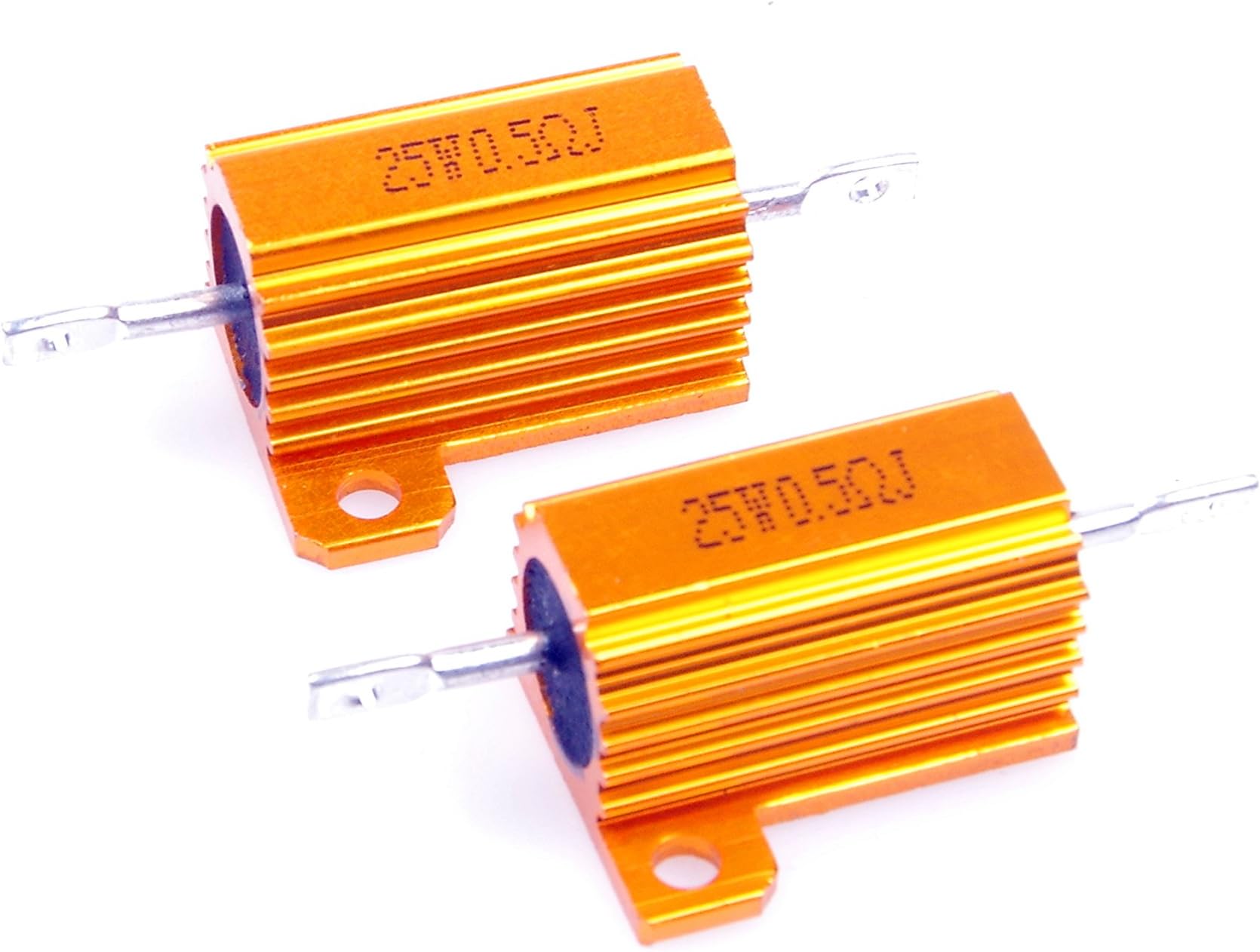 LM YN 25 Watt 0.5 Ohm 5% Wirewound Resistor Electronic Aluminium Shell Resistor Gold (Pack of 2)