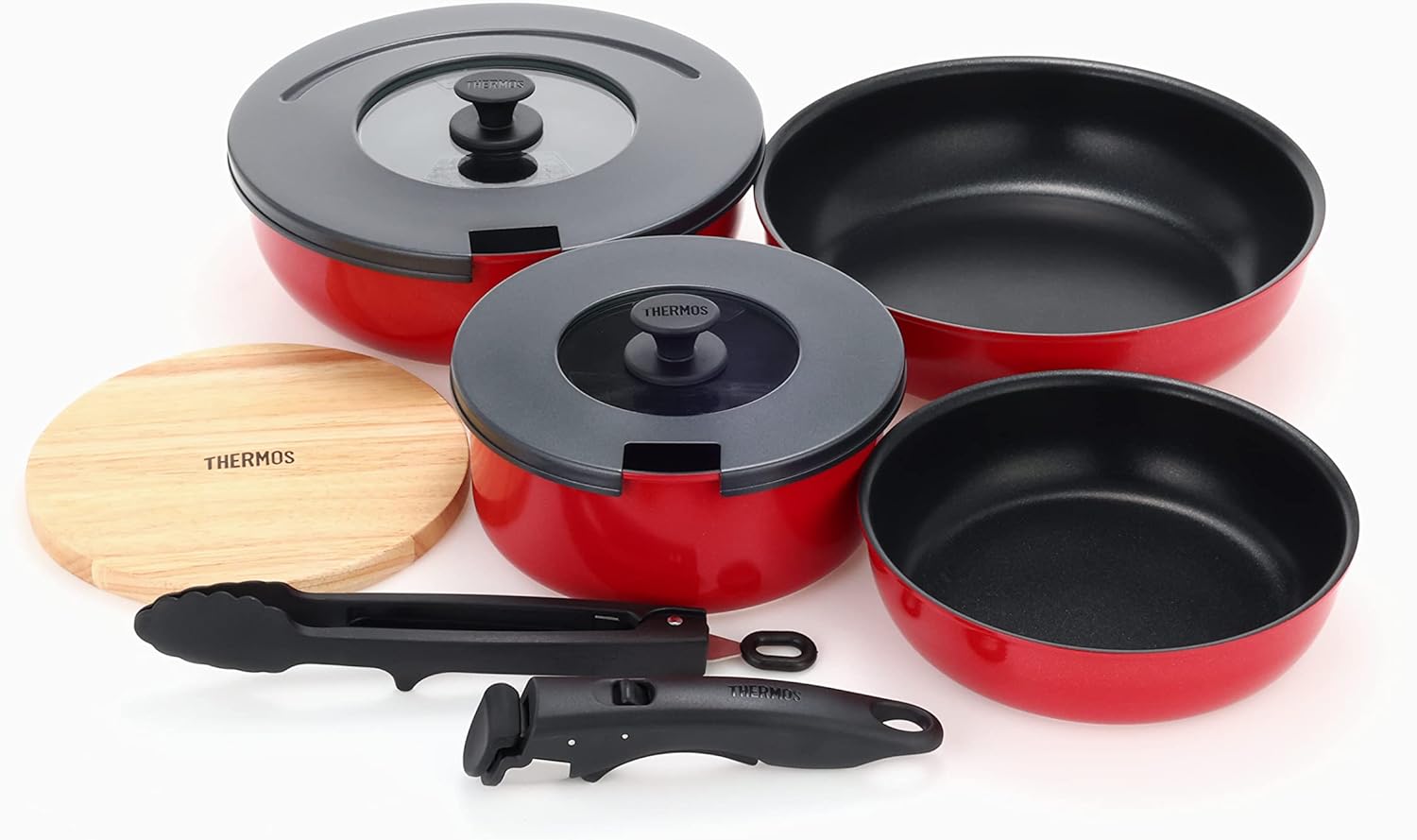 サーモス(THERMOS) KSA-9A Frying Pan Set, 9点セット, red