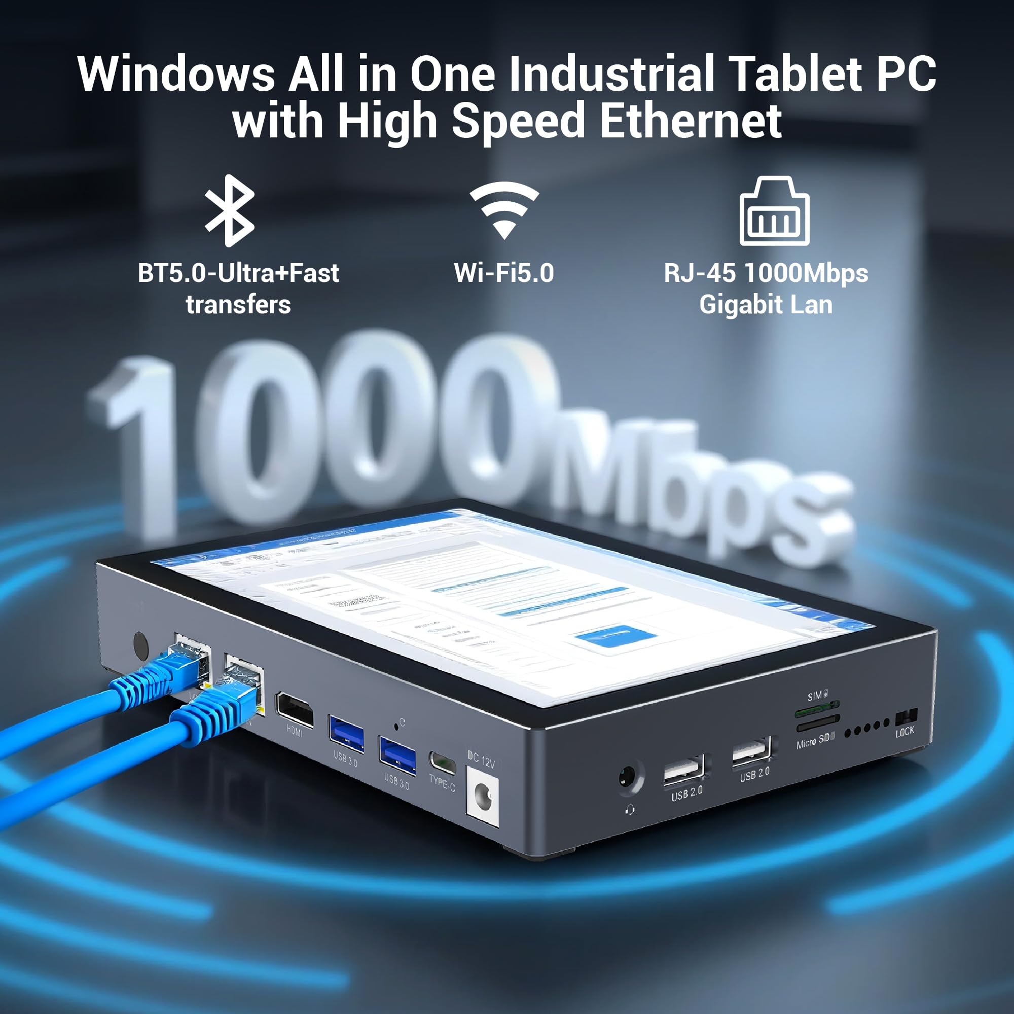 Mini Computer PC Mini PC Desktop Celeron N95, 16GB RAM 256GB eMMC, Win 11 Pro Mini-pc mit 7 Zoll Touchscreen HD 1280x800, Dualer 4K Display Ausgang, HDMI, USB-C, Wifi5,0, Duales LAN