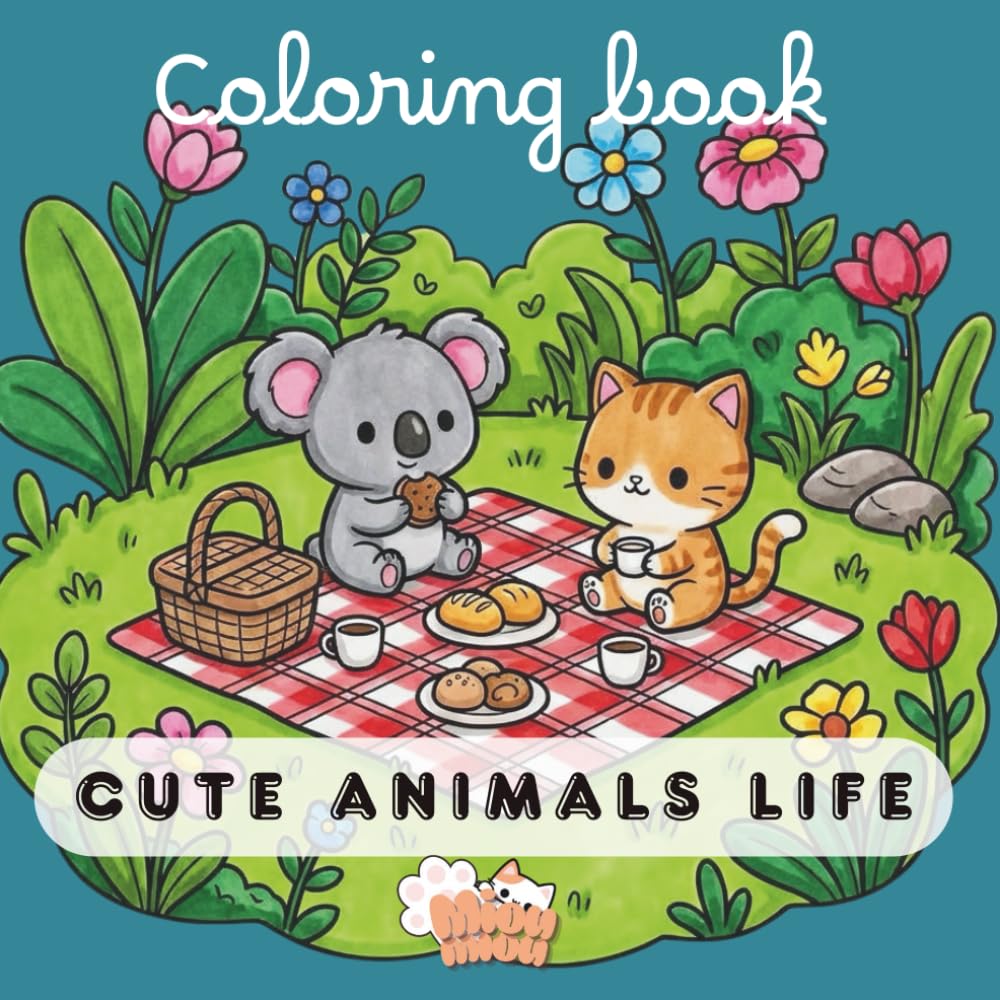 Kawaii coloring book: Cute animals life