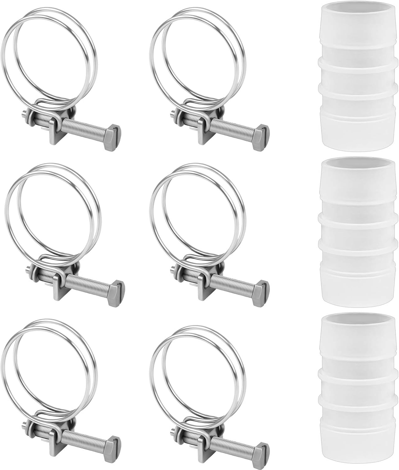 Jubaopen 6PCS Double Wire Hose Clips Hose Clips Adjustable Stainless