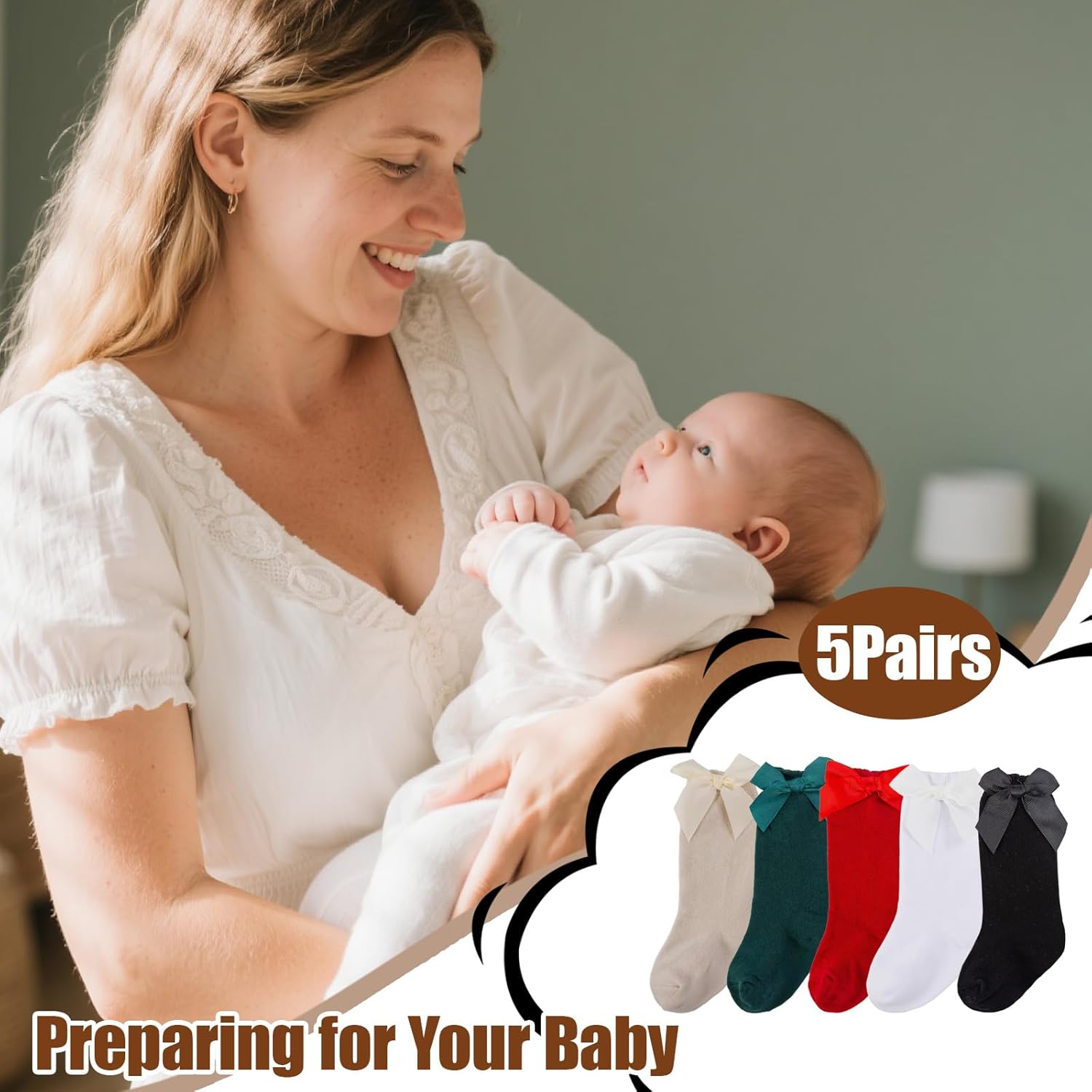 Baby Girl Knee High Socks with Bows Soft Cotton Ruffle Long Stockings Smooth Sole Infant Toddler Uniform - Image 7