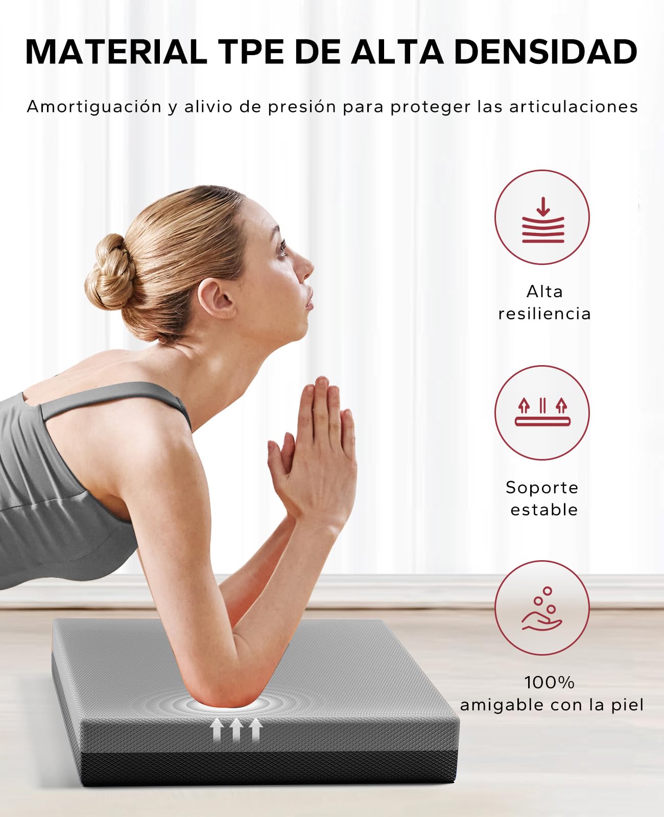 HAPBEAR Almohadilla de Equilibrio-40x33cm Alfombrilla antideslizante con fondo texturizado para entrenamiento de estabilidad - Espuma suave acolchada de 6cm de grosor para fisioterapia