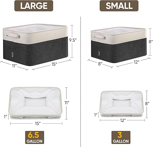 Miniatura 2 de BALEINE Paquete de 3 contenedores de almacenamiento de tela, canastas de almacenamiento para organizar el armario, organizadores decorativos grandes