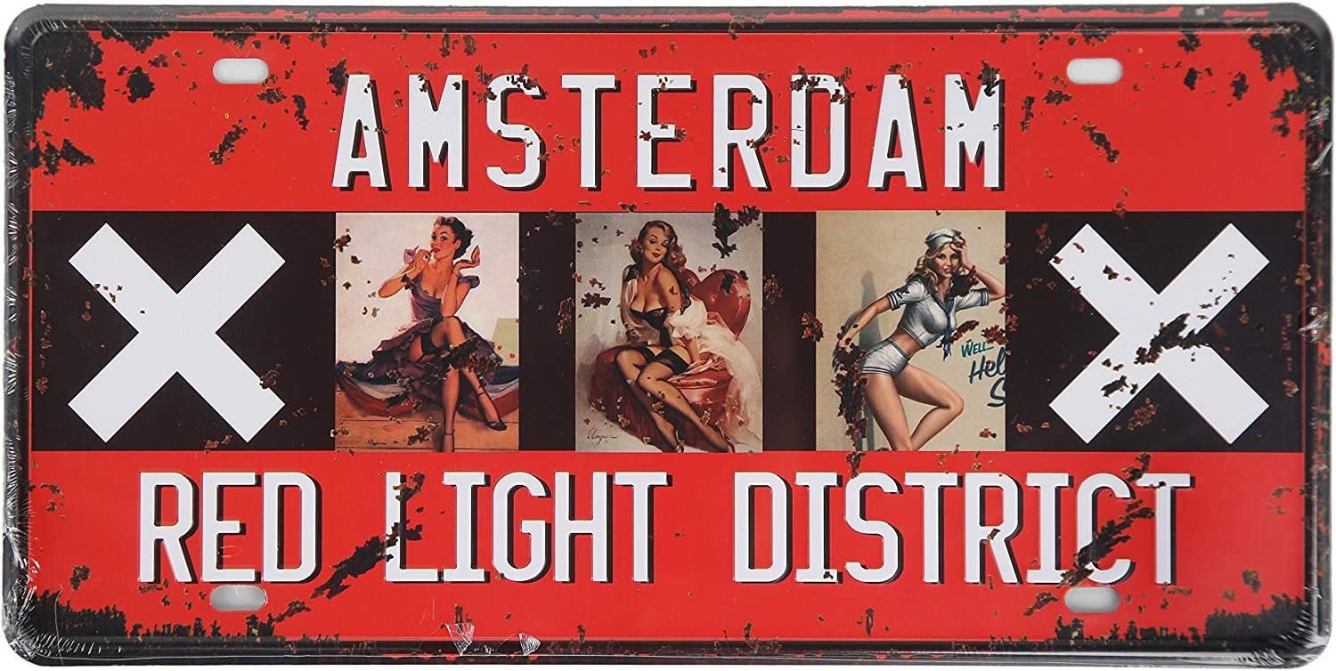 SUMIK Amsterdam Vintage Metal Tin Sign Auto License Plate, Embossed Tag Size 6" X 12"