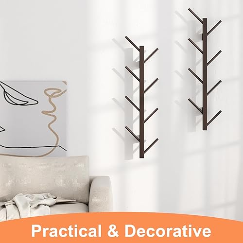 Miniatura 4 de GHWIE Perchero montado en la pared, perchero para pared, árbol de abrigo para ropa, adecuado para sala de estar, dormitorio, entrada, café