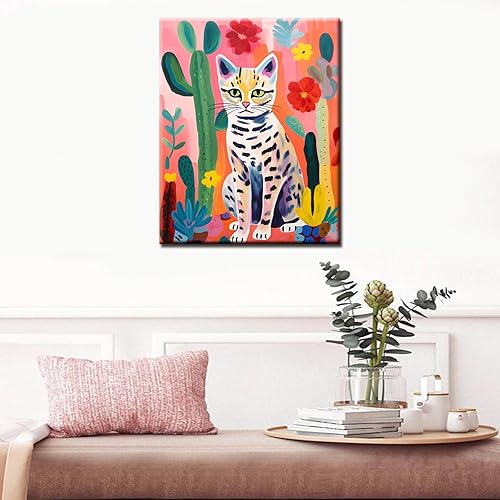 Miniatura 31 de Pintura por números, corte de pelo de gato negro, lienzo profesional con pinceles, pinturas acrílicas, divertido graffiti de animales, pintura por