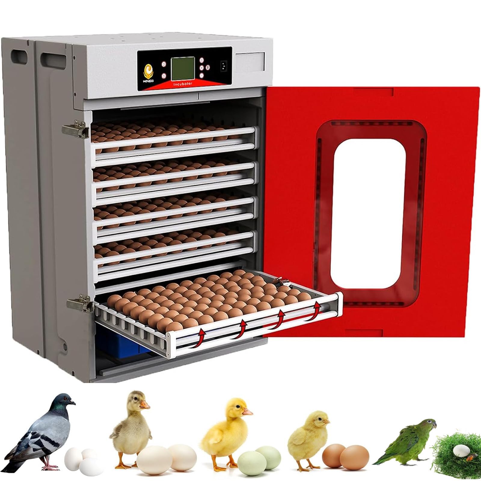 Incubatrice 400 Uova, per polli, Anatre, pollame, incubatrice, girauova Automatico con Controllo Temperatura e umidità, incubatoio 3 in 1 con Finestra visiva, Raffreddamento Automatico