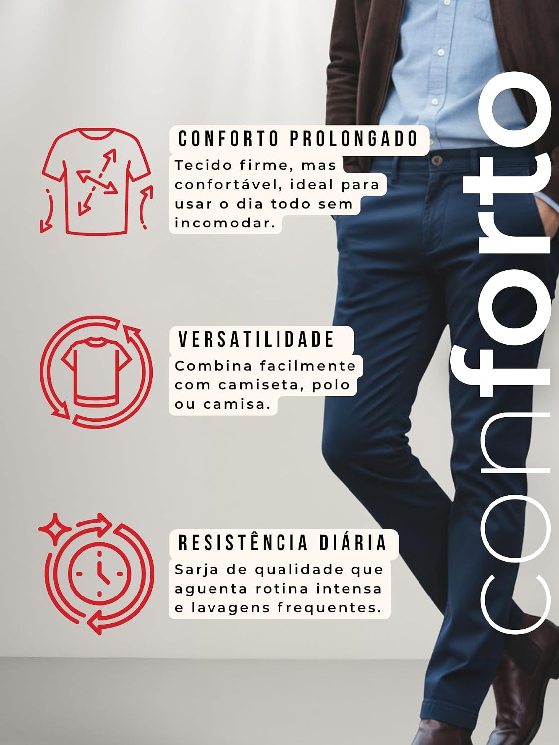 Calça Sarja Masculina Slim Fit Esporte Fino com Elastano Confortável