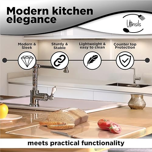 Miniatura 2 de Tabla de cortar acrílica de 2 piezas, tabla de cortar acrílica con borde de mostrador, tabla de cortar transparente para encimera, tablas de cortar