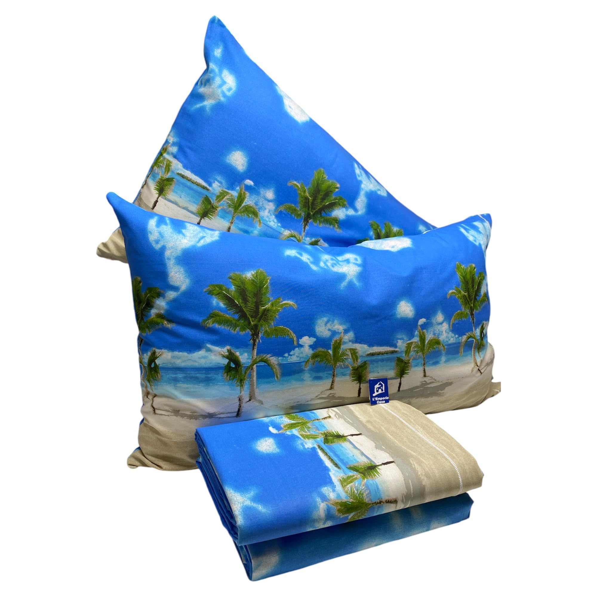 L'Emporio Casa Set Lenzuola Completo di Cotone 100% Italiano Tramonto Coralli Stelle Luna Pesci Varie Misure (Zanzibar, Matrimoniale)