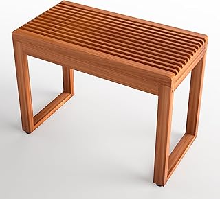 Wide Teak Shower Bench 23.6” – Heavy Duty 500 lbs Wooden Bath Stool,...