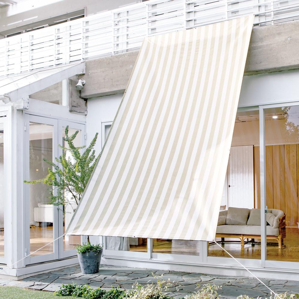 新品遮熱サンシェード ストライプ グレー 190×360cm