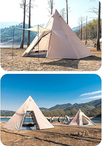 Miniatura 6 de Tienda de campaña Tipi india al aire libre ultraligera Tienda de campaña pirámide familiar para mochileros, camping, senderismo, bushcraft, viajes,