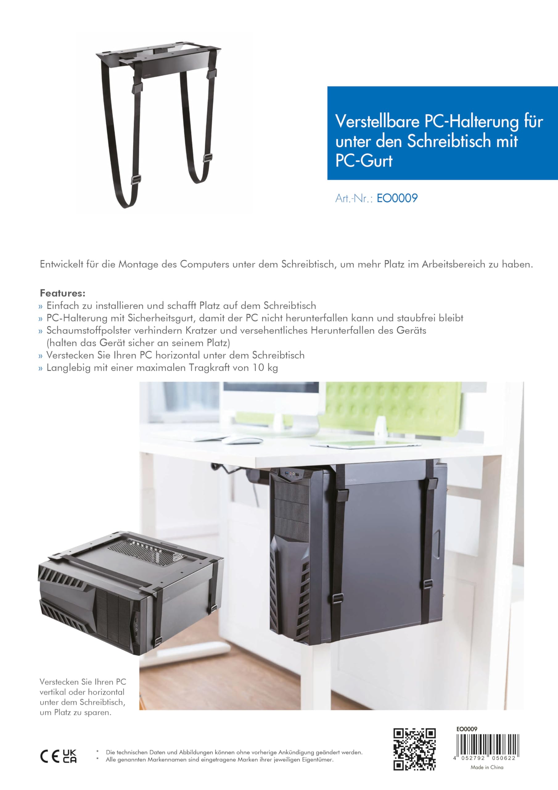 LogiLink EO0009 Supporto PC da tavolo regolabile con cinghia