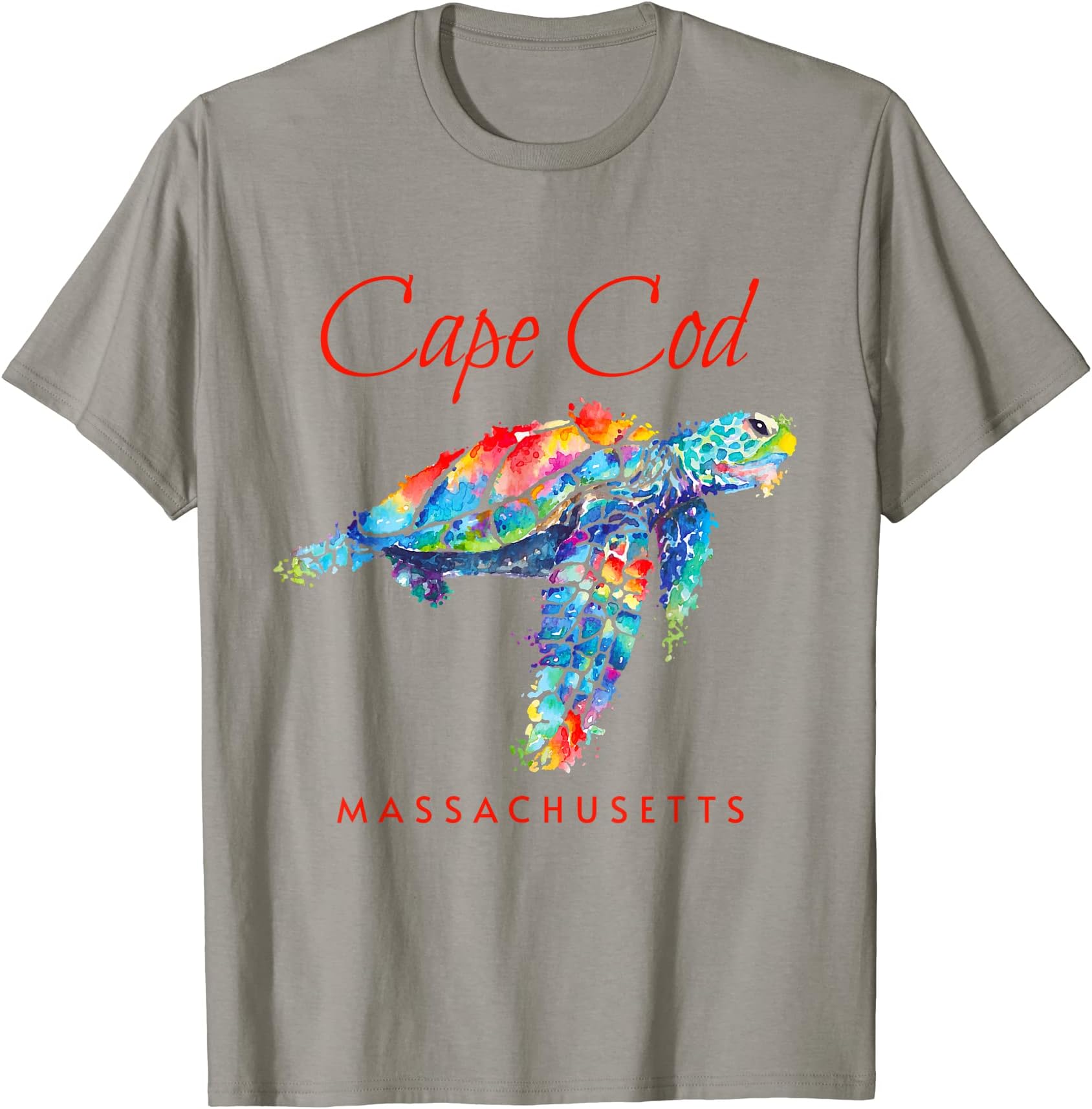 Cape Code Massachusetts Watercolor Sea Turtle T-Shirt