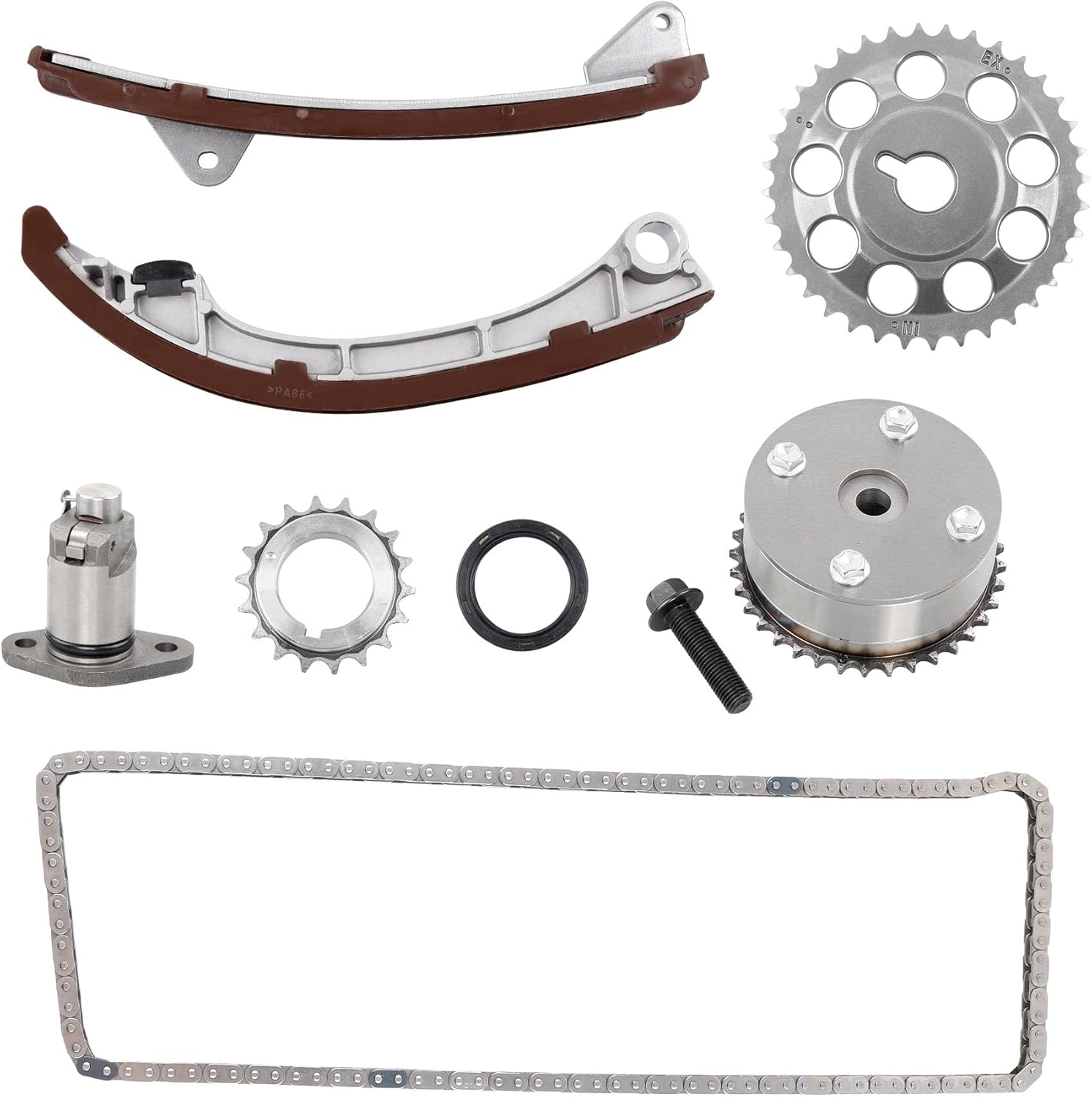 Engine Timing Chain Set With VVT Sprocket, Compatible with 1998-2008 Toyota Corolla MR2 Spyder Celica Matrix,03-08 Pontiac Vibe,1998-2002 Chevrolet Prizm 1.8L