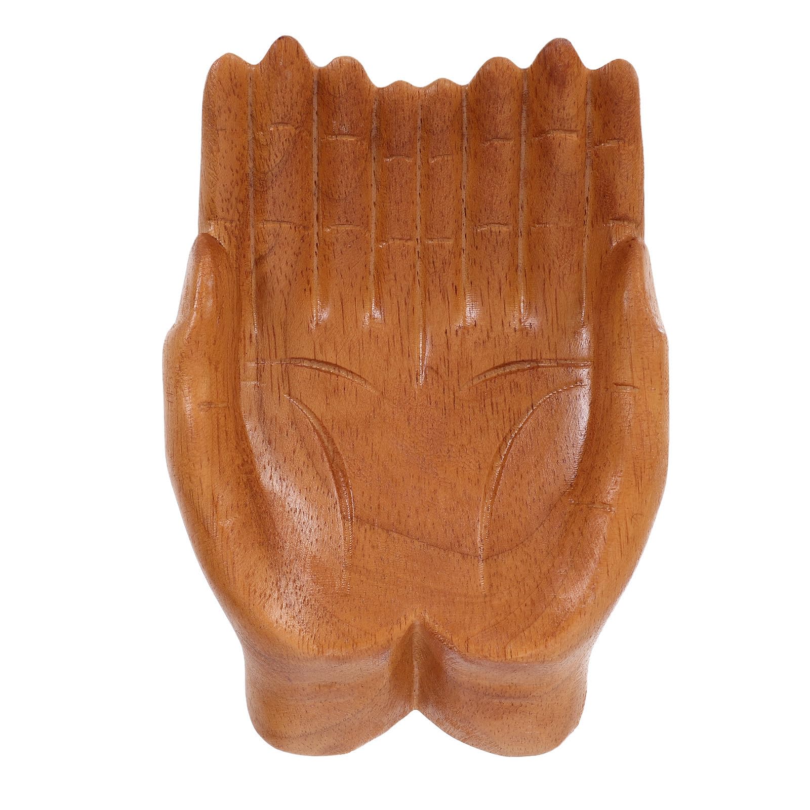 Cuenco de madera beige tallado a mano VICASKY para llaves y decoración de recibidor