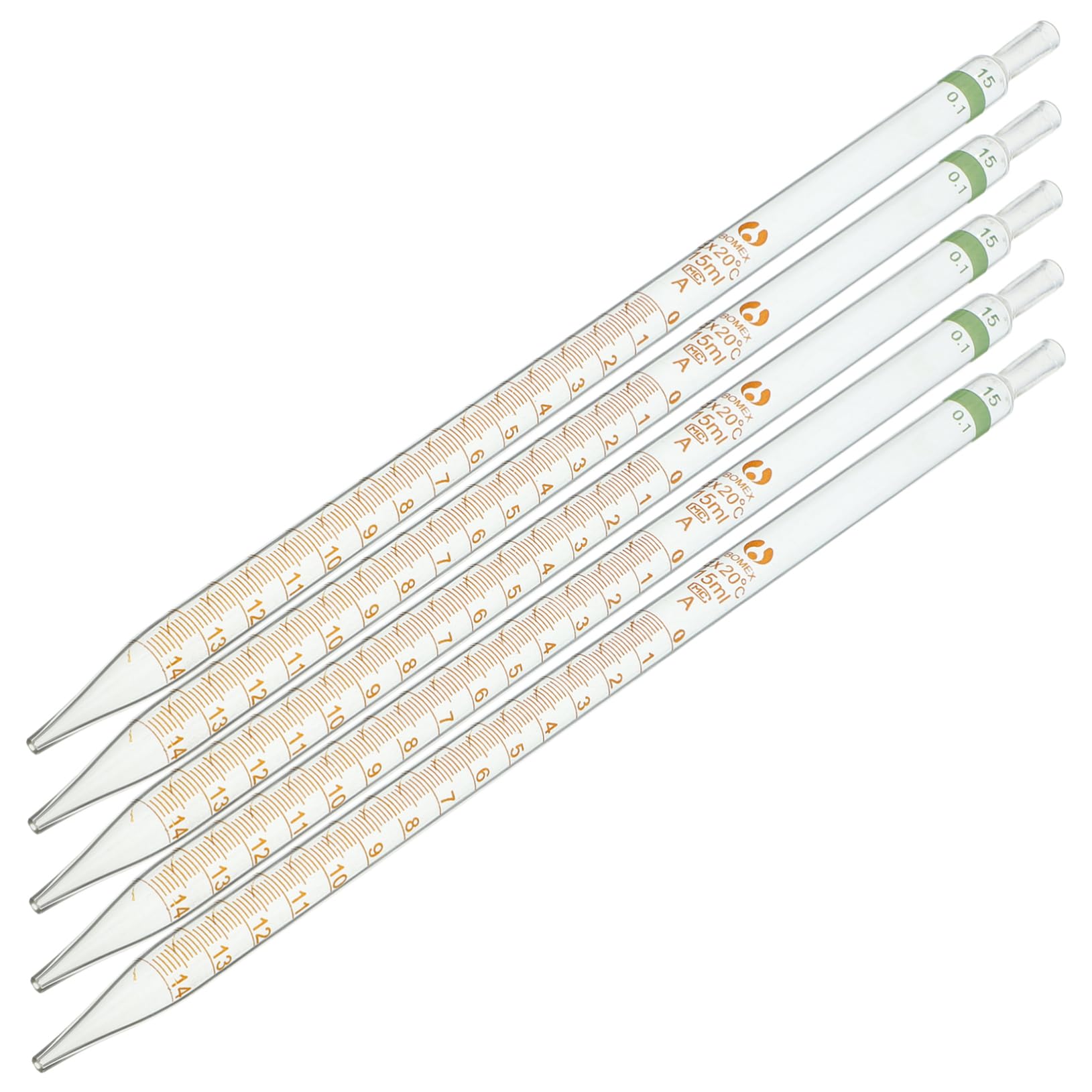 Pipetta Contagocce Graduata in Vetro da Laboratorio 15 Ml | 20 Pezzi, Punta Dritta, Facile da Pulire e Lavabile in Lavastoviglie, Leggibile e Marcabile Colore Casuale