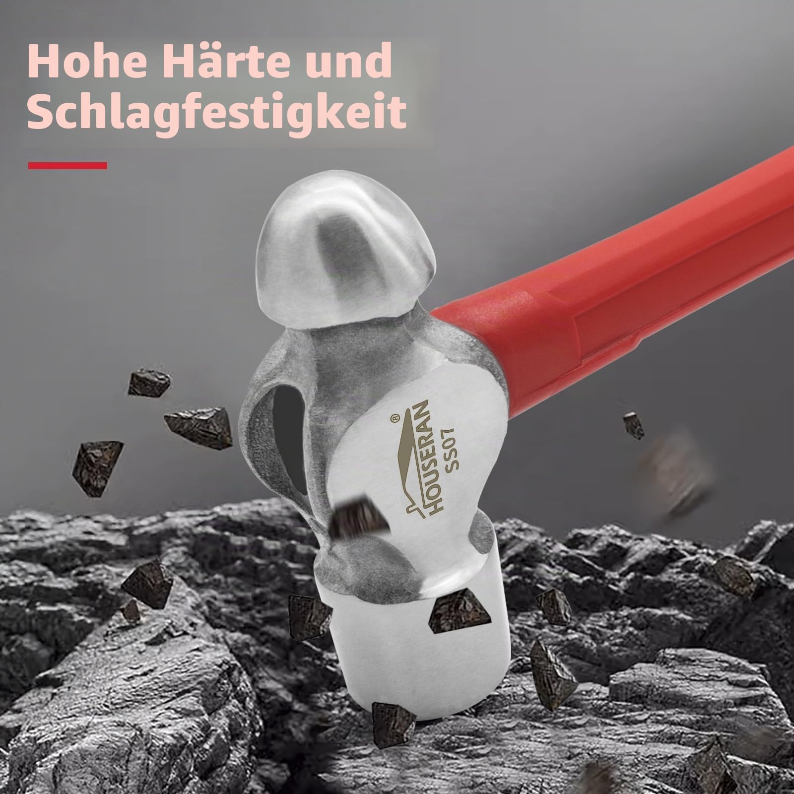 7-teiliger Hammer-Set aus geschmiedetem Stahl mit rutschfestem Griff - Werkzeug-Set mit Schlosserhammer, Spitzhammer, Vorschlaghammer, Gummihammer für Heimwerker und Bauarbeiten