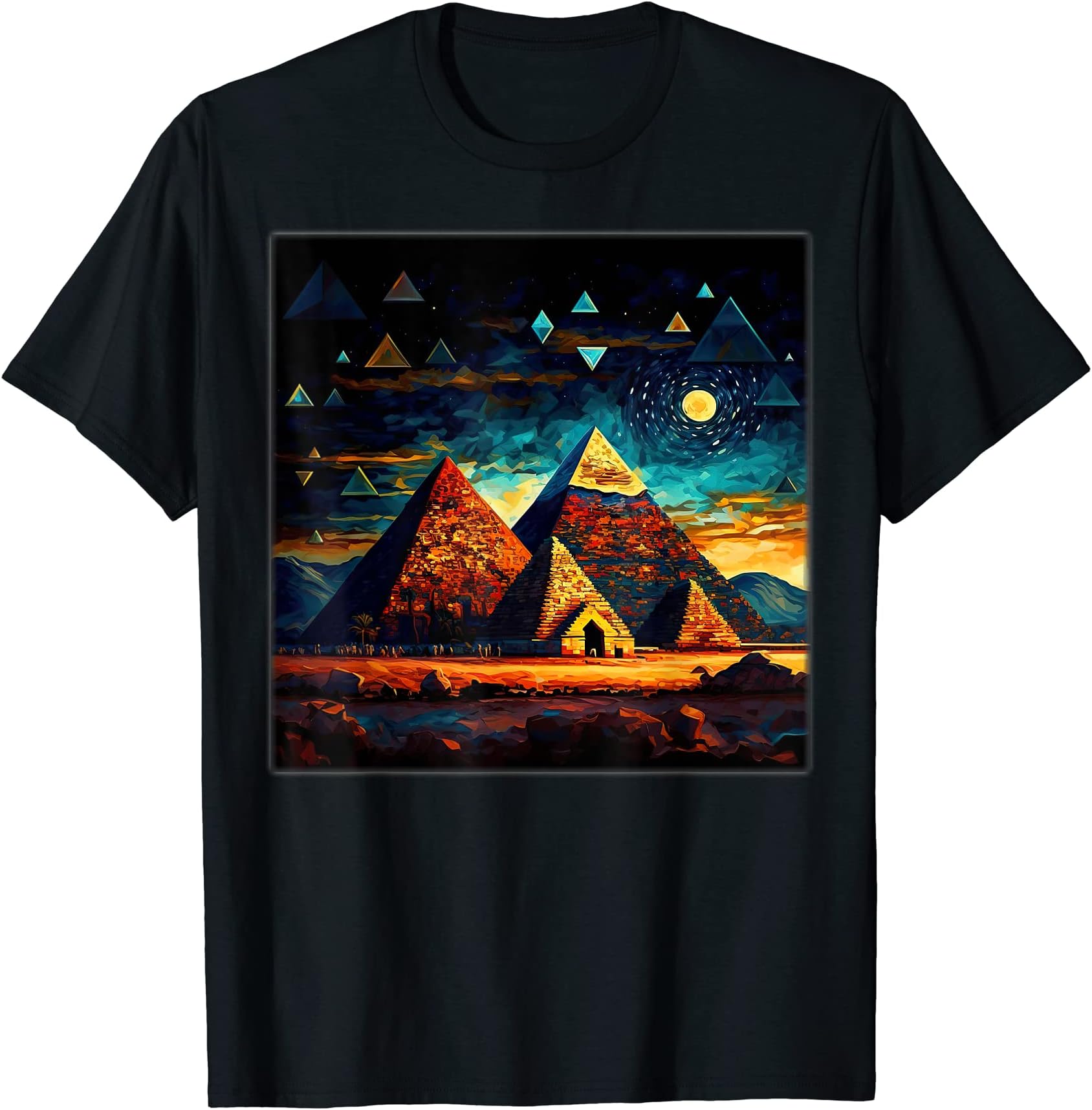 FreestyleSurrealism Starry Night Giza Pyramids T-Shirt