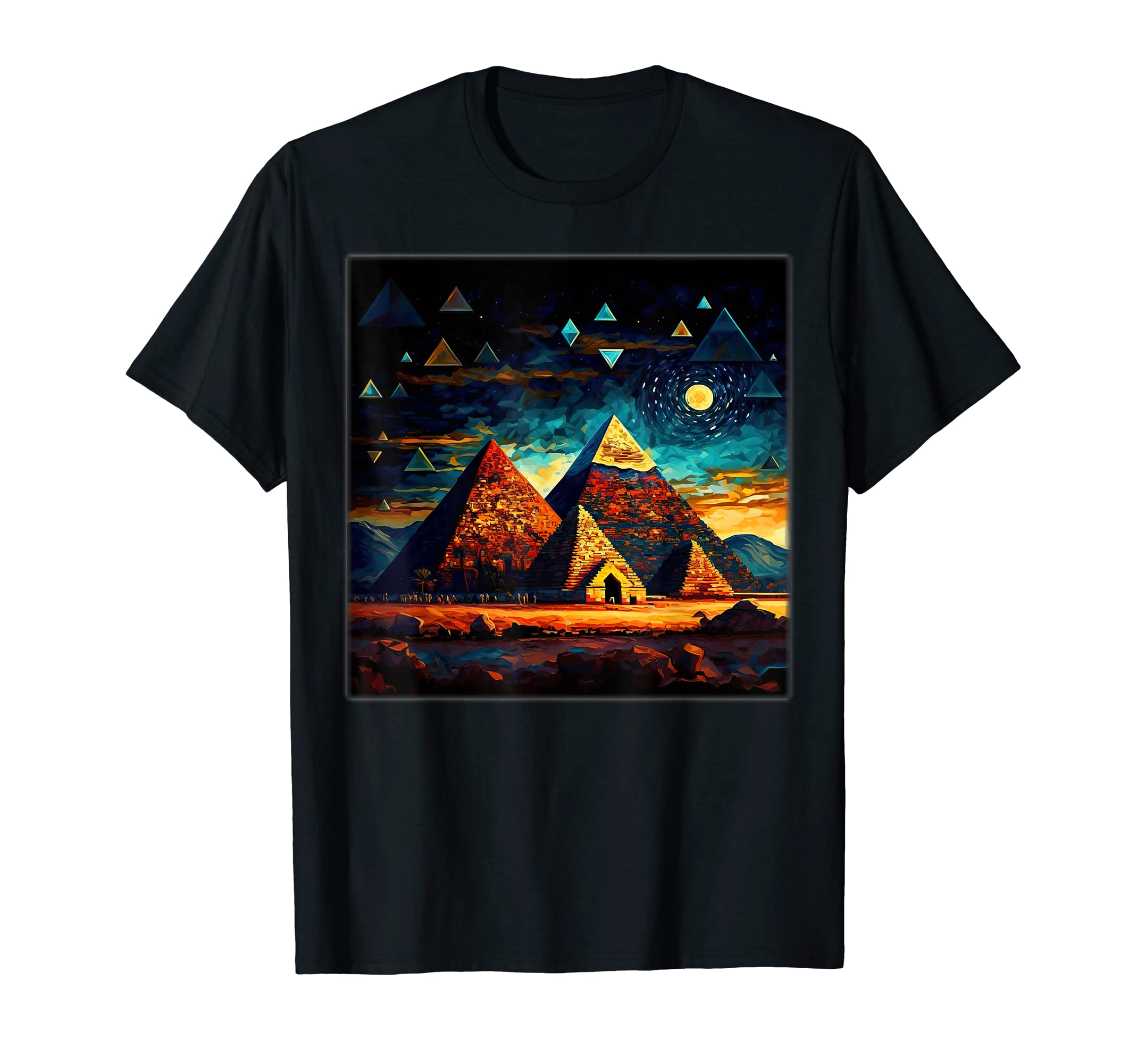FreestyleSurrealism Starry Night Giza Pyramids T-Shirt