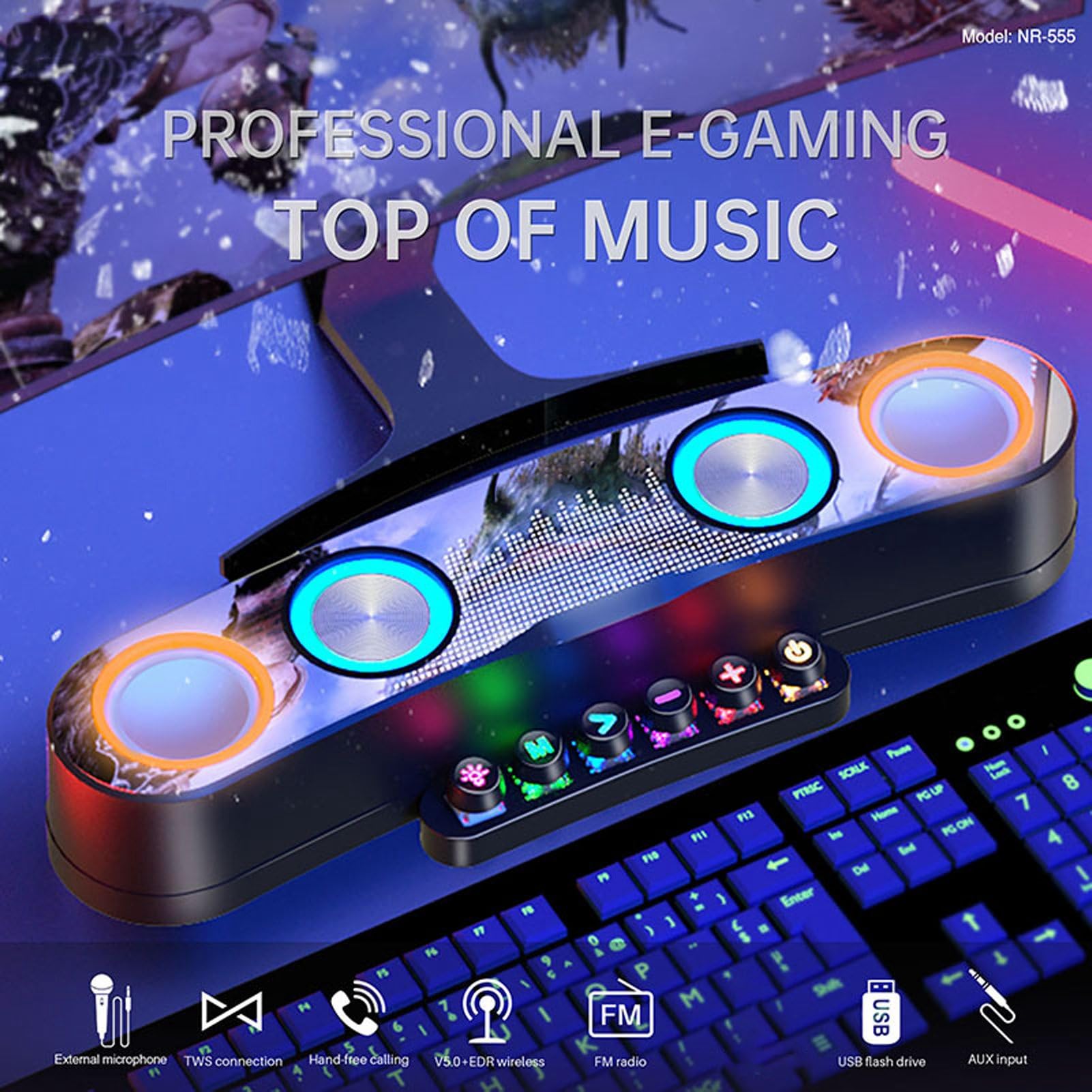 Soundbar per PC Desktop Altoparlanti per Computer Bluetooth RGB di qualità Audio Superiore, Altoparlante da Gioco per PC con Luce a LED Colorata per