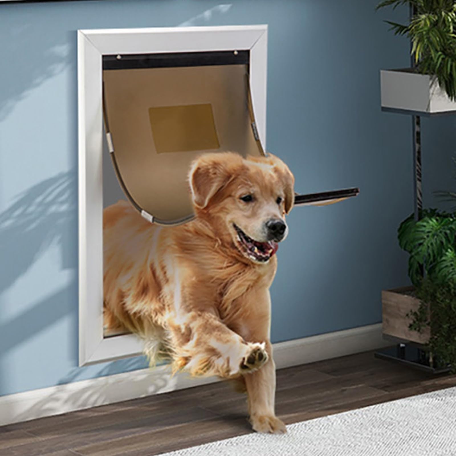 hundeklappe Energiesparende Hunde-Tür für Wand, Große 3-Klappen-Tierpforte für Wohnungen/Mietwohnungen/Kälte/Nacht/Trainingszeit(XL)