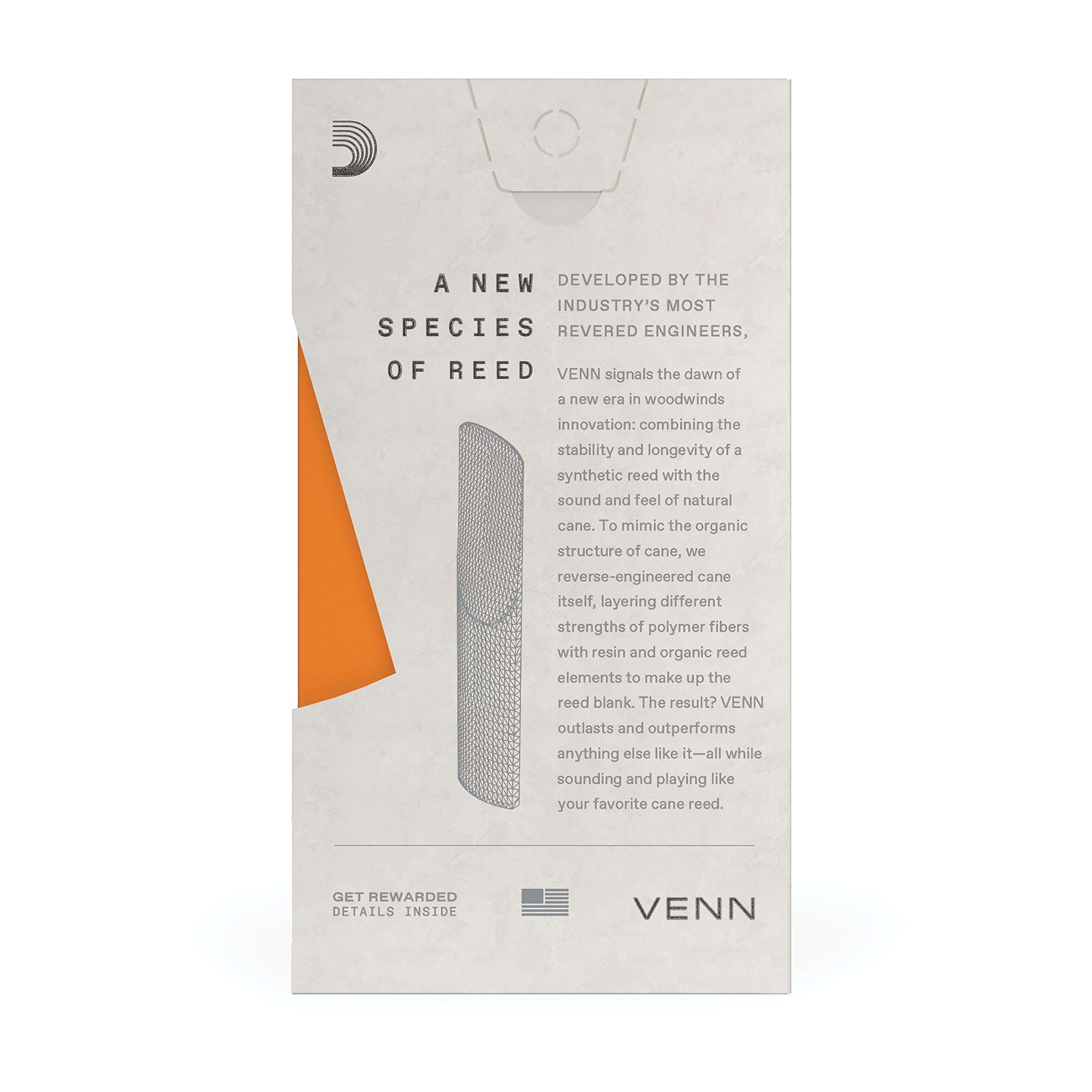 D'Addario VENN - Caña para saxofón tenor, fuerza 2.0 (VTS0120)